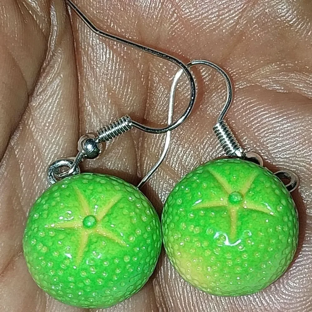 Green Super cute Orange Fruit Earrings